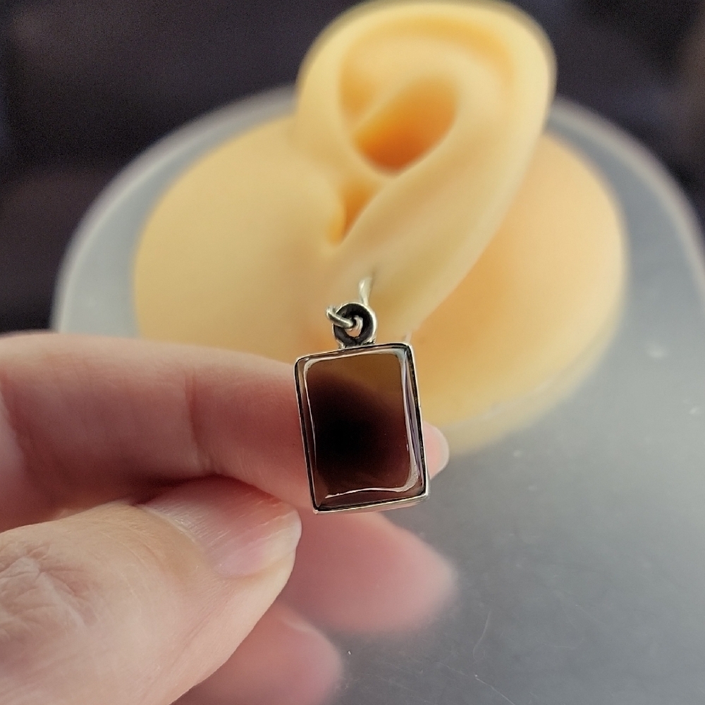 Smoky Quartz Sterling Silver Rectangular Earrings - image 3